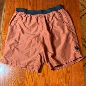 Prana Men's Athletic Shorts in Rust and Black - 9”
